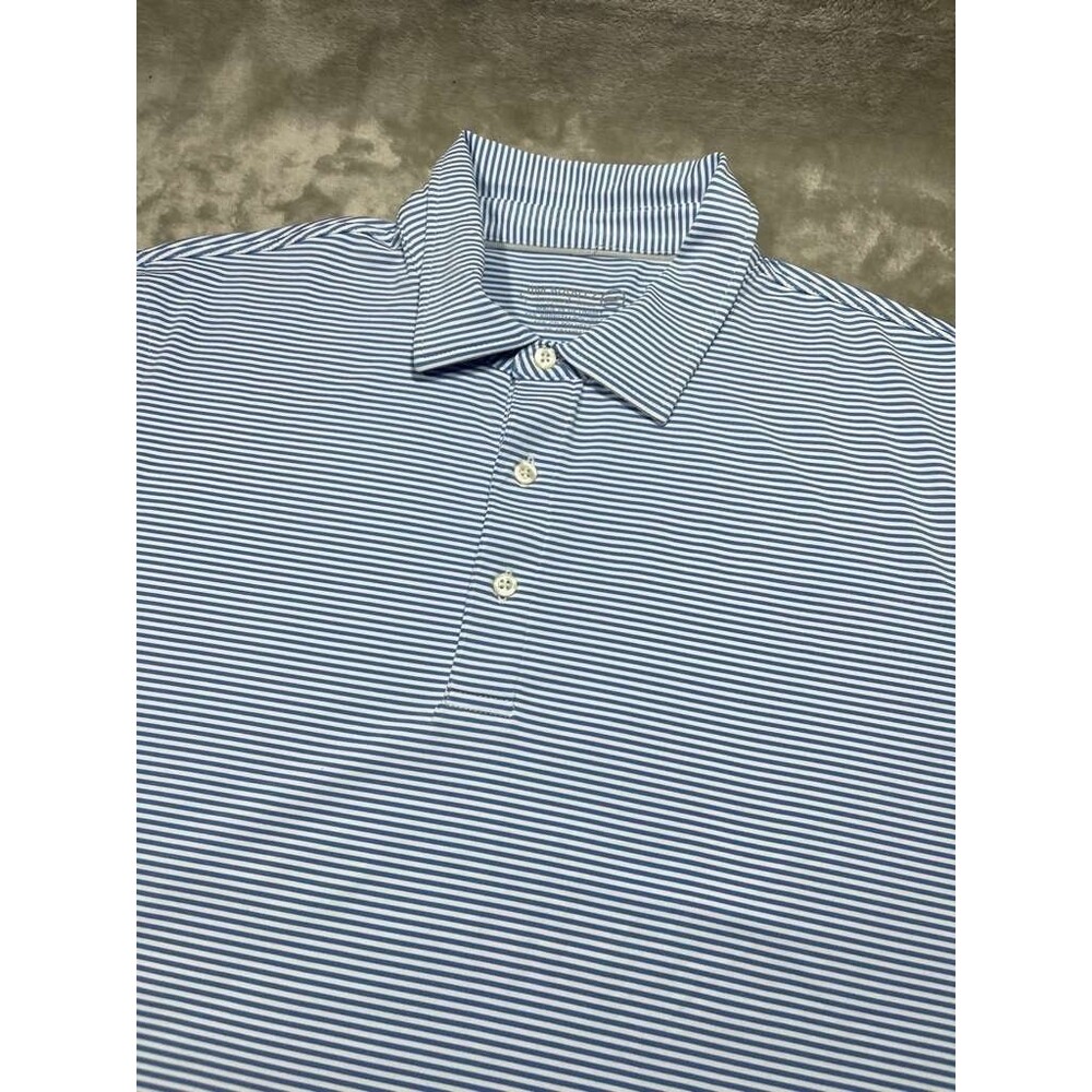 Vineyard Vines Jim Nantz Polo Shirt Men Large Blue Stripe Golf Performance